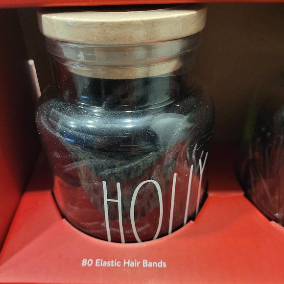 Rea Dunn. HOLIDAY GIFT SET 80 ELASTIC HAIR BANDS + 300 BOBBY PINS IN GLASS JARS - Picture 2 of 6